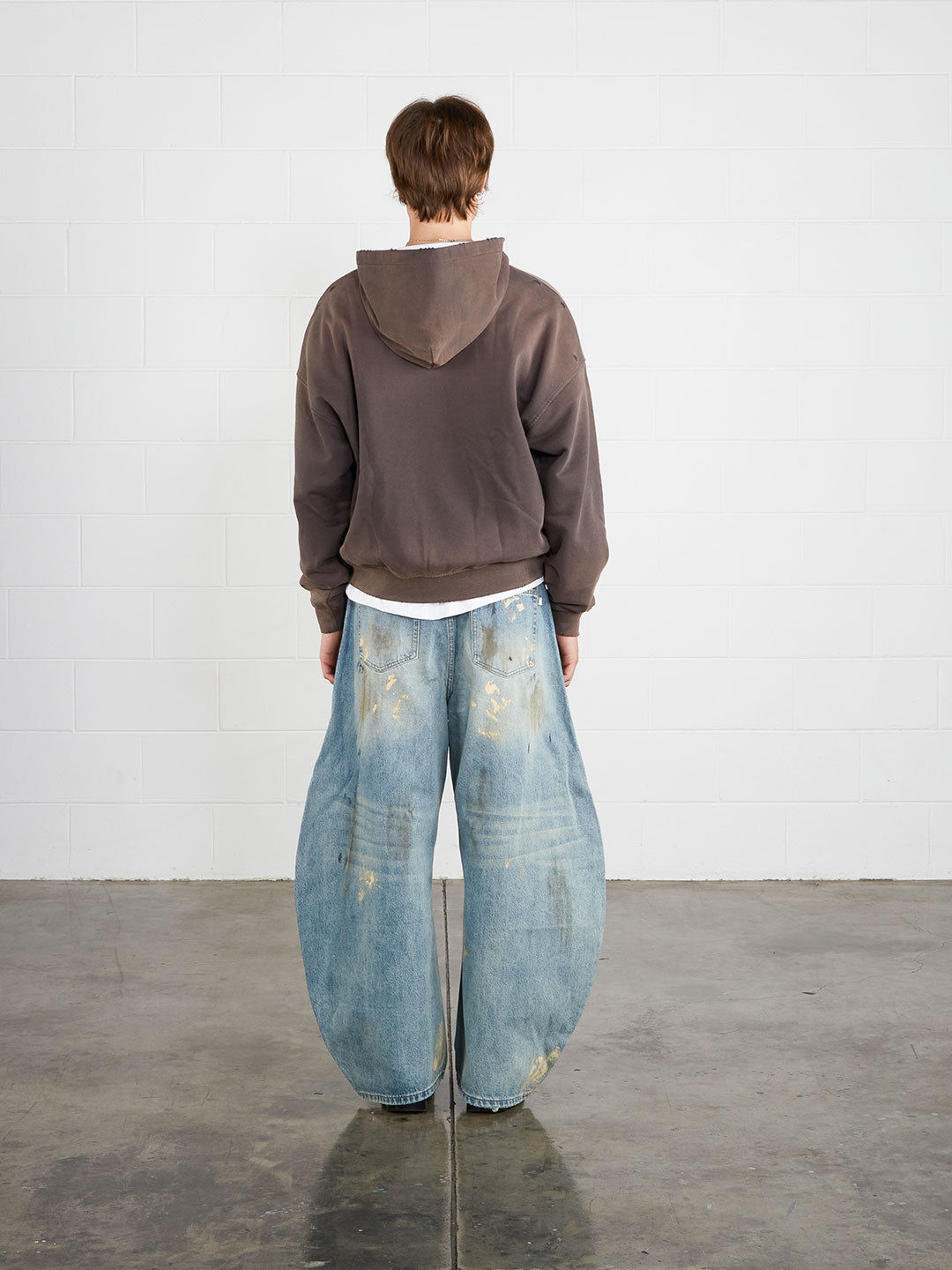 Washed Distressed Zip-Up Hoodie (Dark Grey)