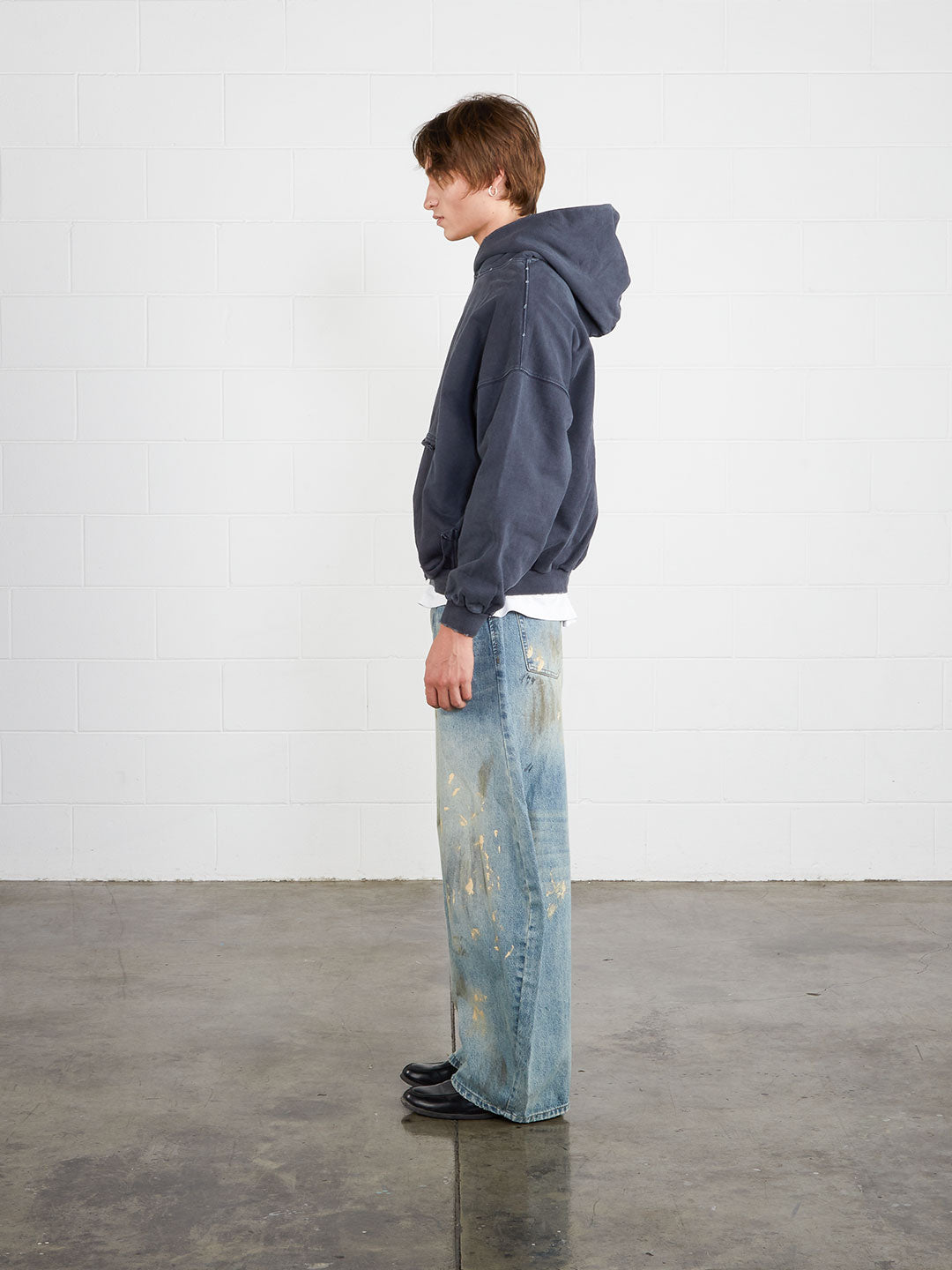 Washed Distressed Cropped Hoodie
