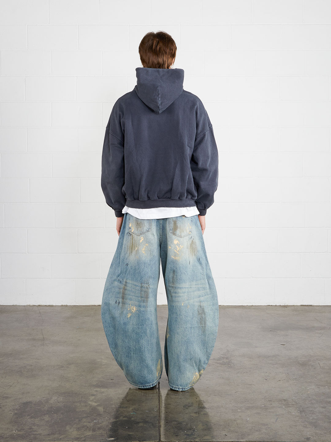 Washed Distressed Cropped Hoodie