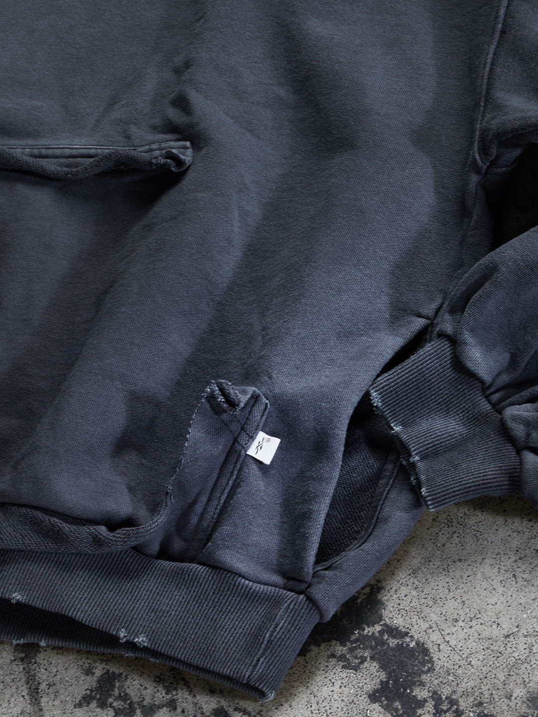 Washed Distressed Cropped Hoodie