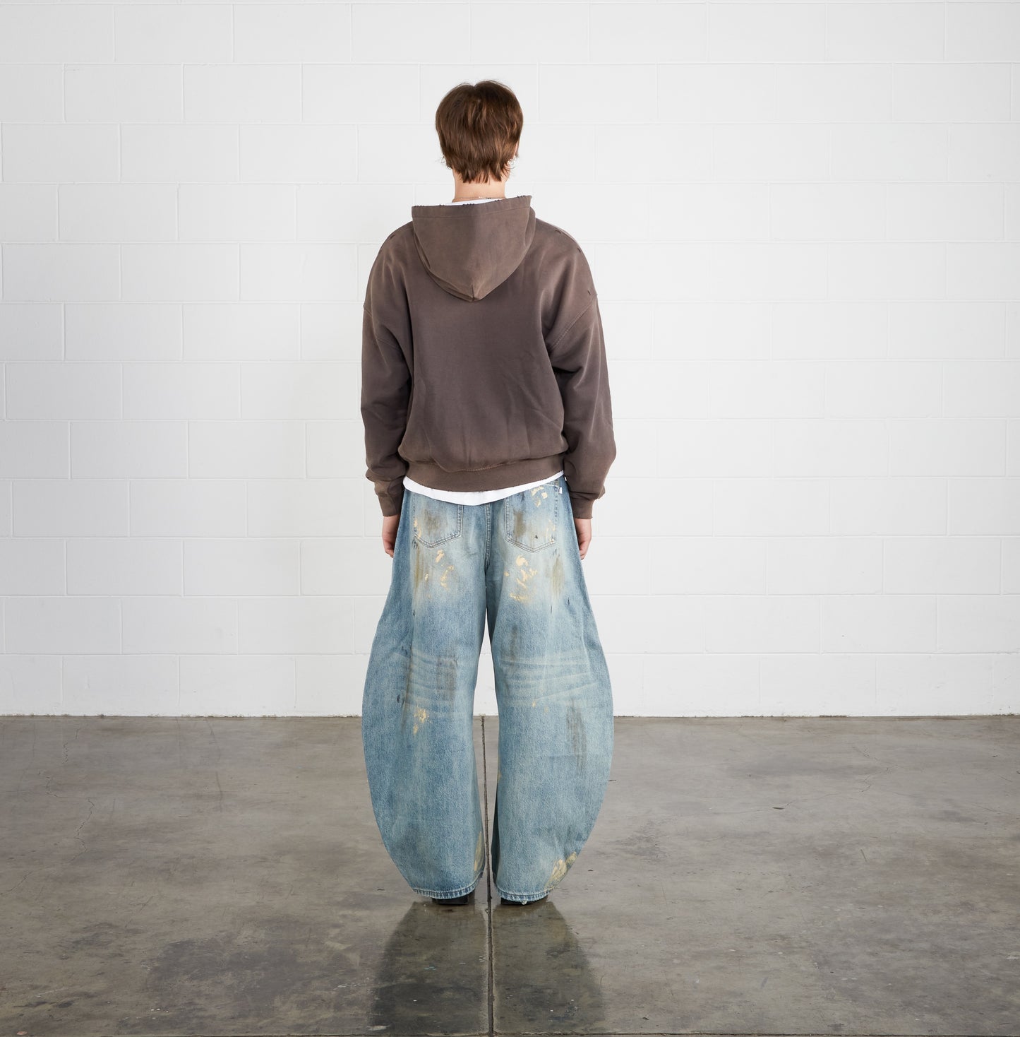 Washed Distressed Zip-Up Hoodie (Sunfaded Dark Grey)