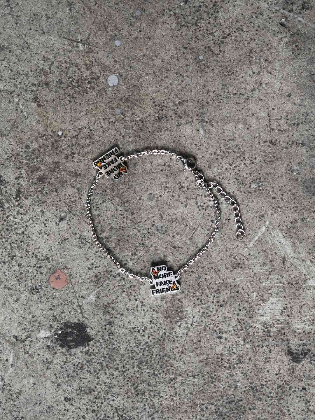 NO MORE FAKE FRIENDS vintage logo gold bracelet