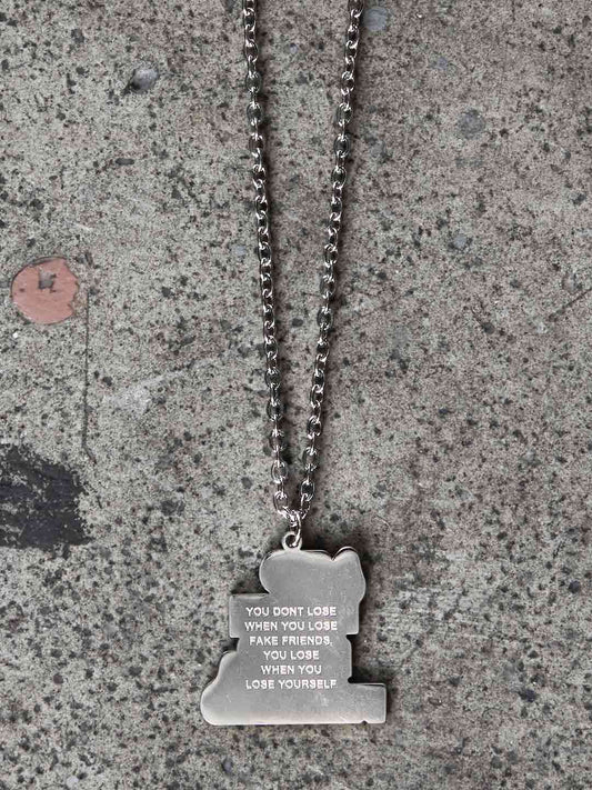 NO MORE FAKE FRIENDS vintage logo silver chain